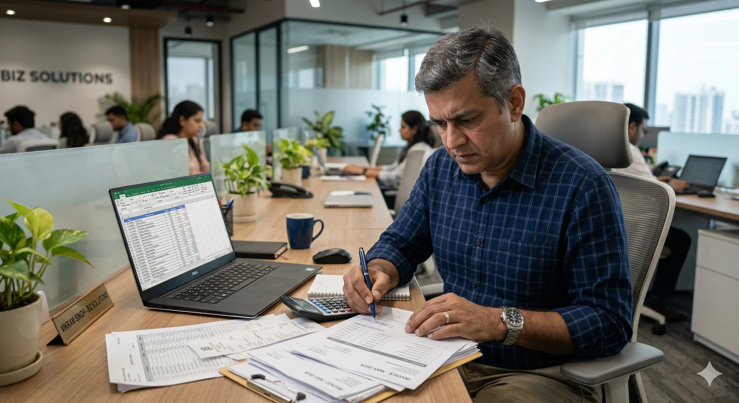 Service provider handling manual paperwork and bookkeeping