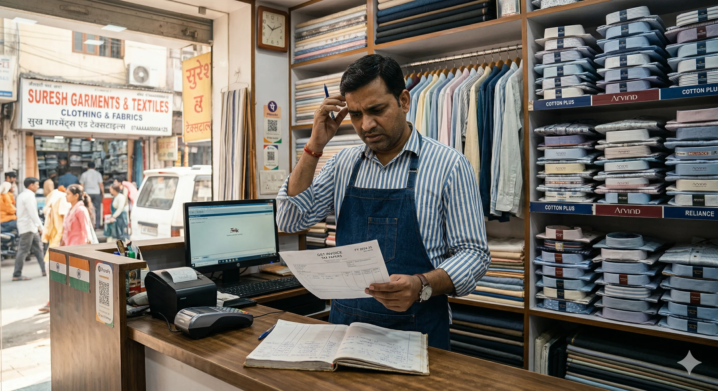 Local shop owner dealing with compliance stress